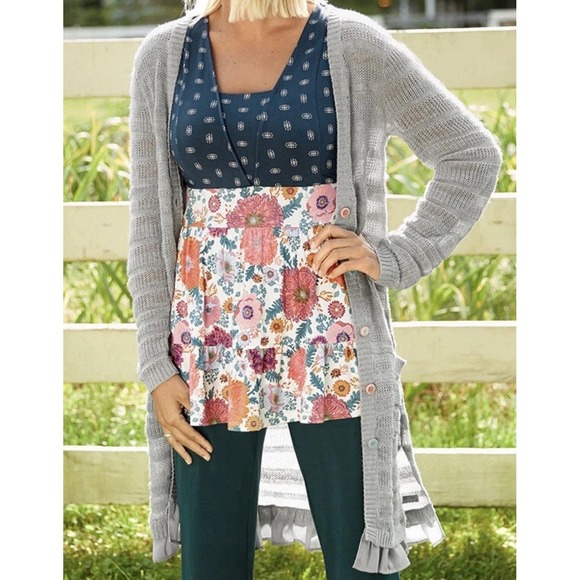 Matilda Jane Sweaters - Matilda Jane Cardigan Women's Small Gray Wonderment Stay Cozy Angelic Ethereal